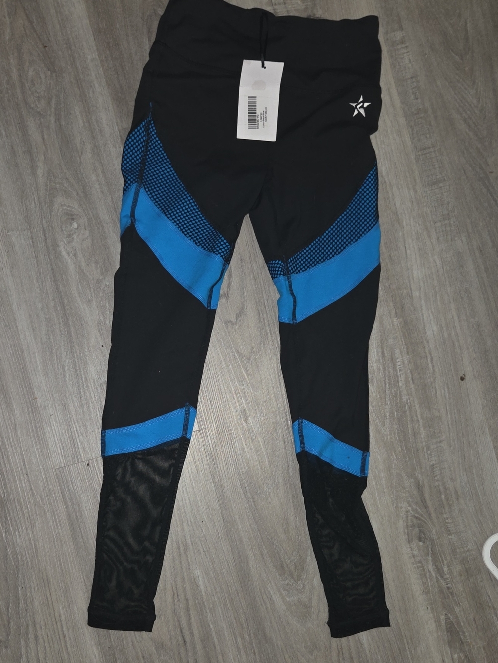 Kids Rebel Athletic Active Leggings - Black & Blue